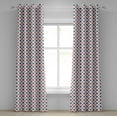 thumbnail image 1 of Ambesonne Abstract Grommet Curtain, Nautical Circles Squares, 50" x 120", Navy Blue White Red, 1 of 6