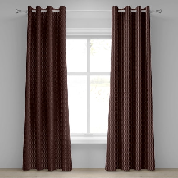 Ambesonne Abstract Grommet Curtain, Old Fashion Retro Dots, 50" x 72", Brown Beige