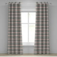 thumbnail image 1 of Ambesonne Abstract Grommet Curtain, Retro Lines Hipster, 50" x 84", Black Coral White, 1 of 6