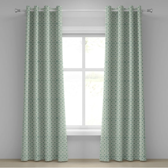 Ambesonne Abstract Grommet Curtain, Retro Triangle Pattern, 50" x 96", Seafoam and Off White