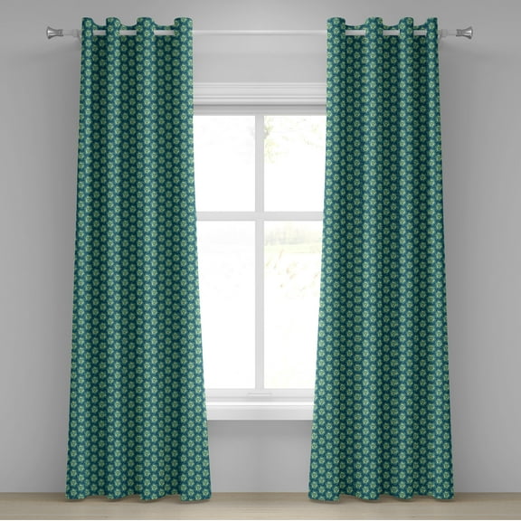 Ambesonne Abstract Grommet Curtain, Retro Triangles, 50" x 108", Blue Teal Pale Green