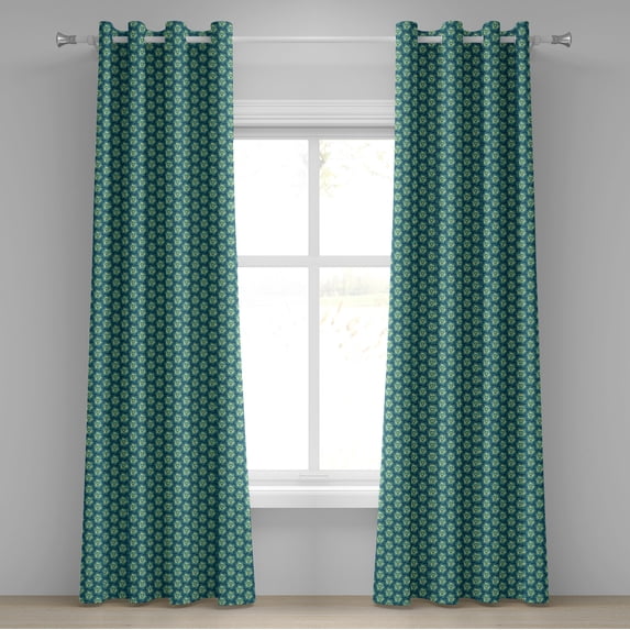 Ambesonne Abstract Grommet Curtain, Retro Triangles, 50" x 120", Blue Teal Pale Green