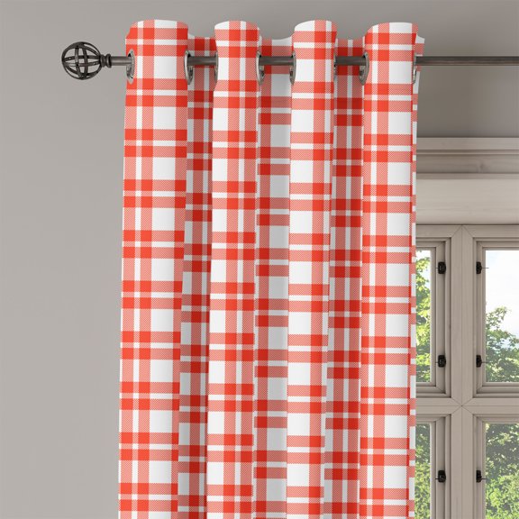 Ambesonne Abstract Grommet Curtain Single Panel, Geometric Square Form Art, 50"x60", Red White