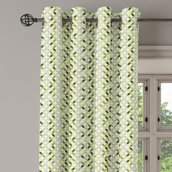 Ambesonne Abstract Grommet Curtain Single Panel, Green and Grey Shades, 50"x60", Green Pale Grey White