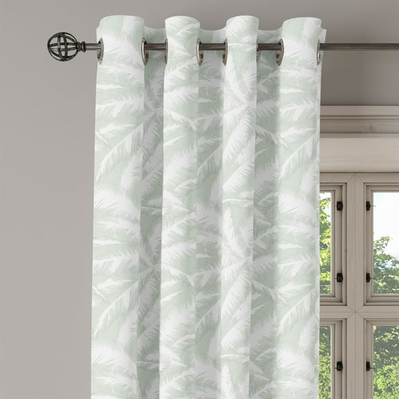 Ambesonne Abstract Grommet Curtain Single Panel, Sketchy Palm Jungle, 50"x60", Green and White