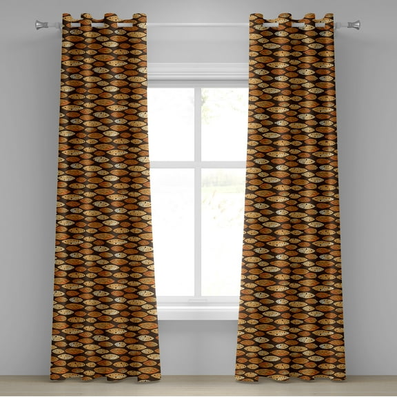 Ambesonne Abstract Grommet Curtain, Spots Waves Elliptic, 50" x 108", Orange Brown
