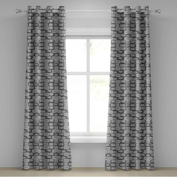 Ambesonne Abstract Grommet Curtain, Stone Wall Pattern, 50" x 84", Grey Pale Grey