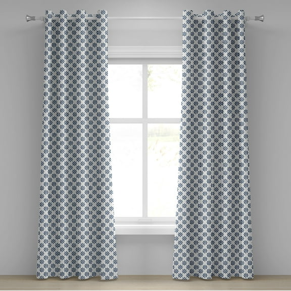 Ambesonne Abstract Grommet Curtain, Summer Petals, 50" x 72", Indigo White