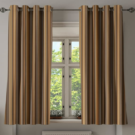 Ambesonne Abstract Grommet Curtain, Vertical Color Lines, 50" x 54", Pale Caramel Chocolate