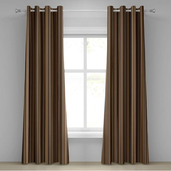 Ambesonne Abstract Grommet Curtain, Vertical Color Lines, 50" x 84", Pale Caramel Chocolate