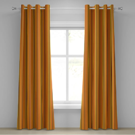 Ambesonne Abstract Grommet Curtain, Vibrant Vertical Lines, 50" x 84", Orange Marigold Burgundy