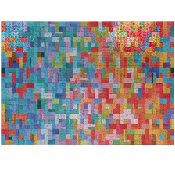 Ambesonne Abstract Jigsaw Puzzle Durable Cardboard, Modern Digital Squares, 1000 pcs, Multicolor