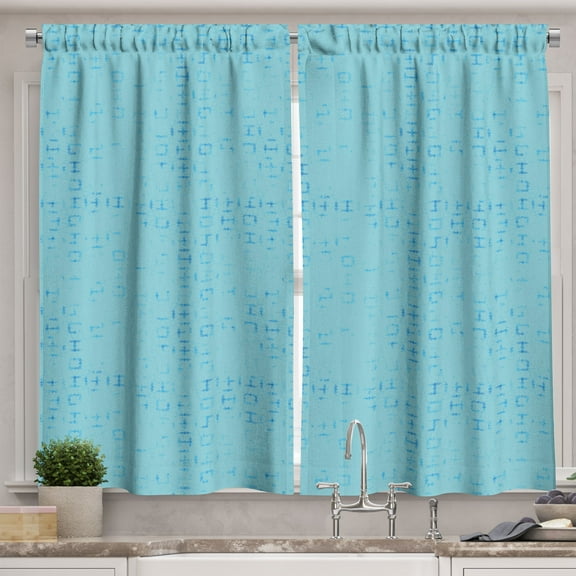 Ambesonne Abstract Kitchen Curtains, Aquatic Bounce Pattern, 55"x30", Seafoam and Deep Sky Blue