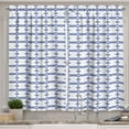 thumbnail image 1 of Ambesonne Abstract Kitchen Curtains, Butterflies Along Stars, 55"x45", Dark Ceil Blue and White, 1 of 3