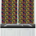 thumbnail image 1 of Ambesonne Abstract Kitchen Curtains, Circle Grunge Colorful, 55"x39", Multicolor, 1 of 2