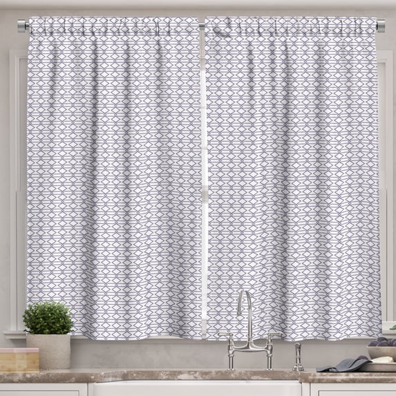 Ambesonne Abstract Kitchen Curtains, Classic Monochrome Pattern, 55"x45", Blue Violet and White
