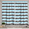 thumbnail image 1 of Ambesonne Abstract Kitchen Curtains, Color Bands Stripes, 55"x45", Aqua Black White, 1 of 3