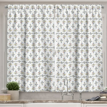 Ambesonne Abstract Kitchen Curtains, Colorful Midcentury Modern, 55"x30", Multicolor