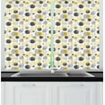 thumbnail image 1 of Ambesonne Abstract Kitchen Curtains, Contemporary Dotted Ovals, 55"x45", Dark Blue Grey Mustard, 1 of 1