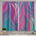 thumbnail image 1 of Ambesonne Abstract Kitchen Curtains, Curved Stripe Pattern Wavy, 55"x39", Multicolor, 1 of 2