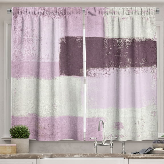 Ambesonne Abstract Kitchen Curtains, Grunge Design Art Abstract, 55"x45", Pale Mauve