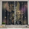 Ambesonne Abstract Kitchen Curtains, Magic Bird on a Space Back, 55"x30