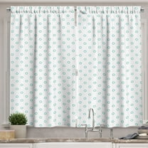 Ambesonne Abstract Kitchen Curtains, Minimal Seafoam Tone Rings, 55"x36", Seafoam and White