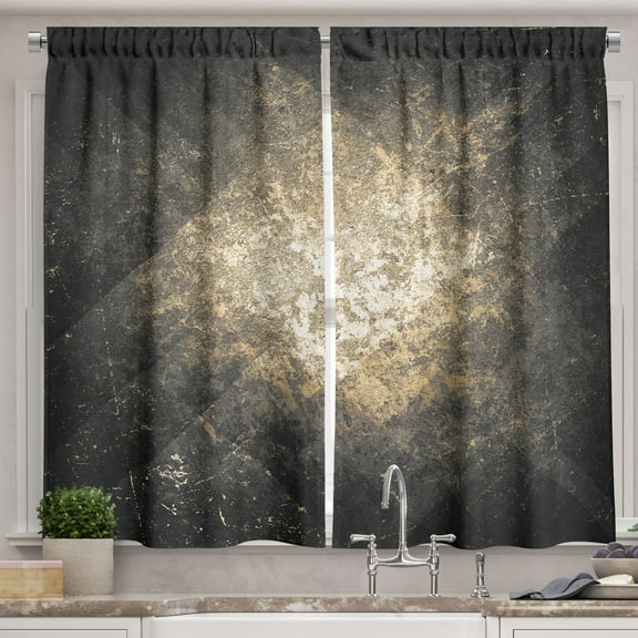 Ambesonne Abstract Kitchen Curtains, Misty Nihilistic View Art, 55"x30", Dark Grey