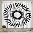Ambesonne Abstract Kitchen Curtains, Monochrome Spiral Shape, 55"x30