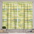 thumbnail image 1 of Ambesonne Abstract Kitchen Curtains, Retro Brush Strokes Art, 55"x24", Olive Green and Mustard, 1 of 3