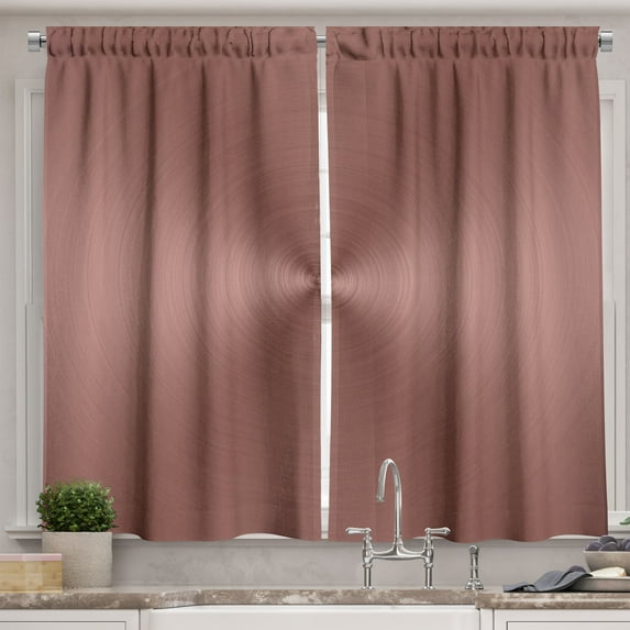 Ambesonne Abstract Kitchen Curtains, Round Ombre Shape, 55"x39", Chocolate Dried Rose