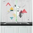 thumbnail image 1 of Ambesonne Abstract Kitchen Curtains, Triangle Geometric, 55"x45", Mustard Pale Grey Teal, 1 of 3