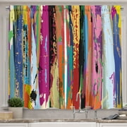 Ambesonne Abstract Kitchen Curtains, Vibrant Rainbow Design, 55"x39", Multicolor