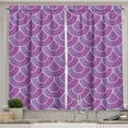 thumbnail image 1 of Ambesonne Abstract Kitchen Curtains, Vibrant Tone Half Circles, 55"x45", Fuchsia and White, 1 of 3