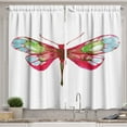 thumbnail image 1 of Ambesonne Abstract Kitchen Curtains, Watercolor Dragonfly, 55"x39", Hot Pink Green and Blue, 1 of 2