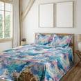 thumbnail image 1 of Ambesonne Abstract Leafy Fitted & Flat Sheet with Shams 4 Pcs Set, Tropical Pastel Art, Calking, Seafoam Eggshell Pink, 1 of 5
