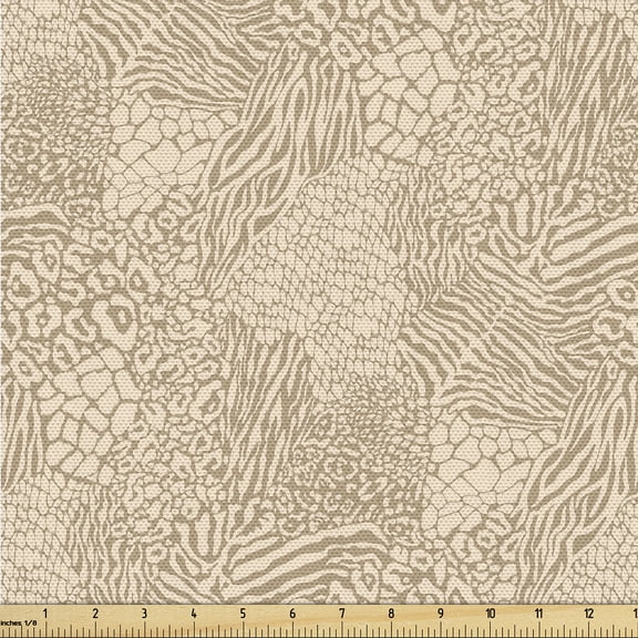 Ambesonne Abstract Modern Art Fabric by the Yard Upholstery, Brush Strokes, 3 Yards, Pale Khaki Dusk