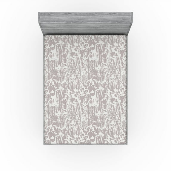 Ambesonne Abstract Modern Art Fitted Sheet, Art Silhouettes, King Size, Pale Lavender and Off White