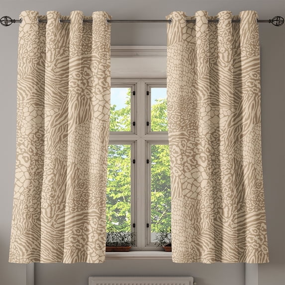 Ambesonne Abstract Modern Art Grommet Curtain, Brush Strokes, 50"x60", Pale Khaki Dusk