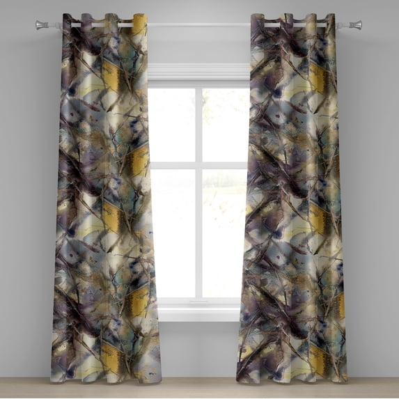 Ambesonne Abstract Modern Art Grommet Curtain, Exotic Design, 50"x108", Plum Sepia and Mustard
