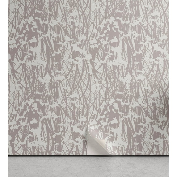 Ambesonne, Abstract Modern Art Peel & Stick Wallpaper for Home, Art Silhouettes, 13"x100", Pale Lavender and Off White