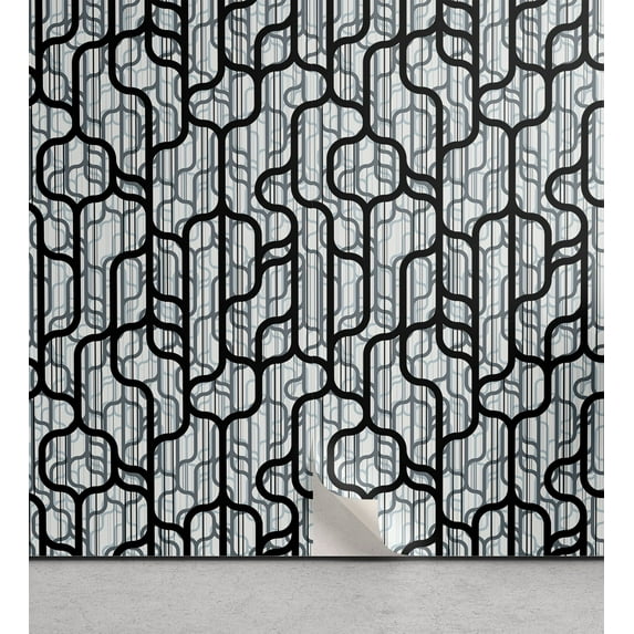 Ambesonne, Abstract Modern Art Peel & Stick Wallpaper for Home, Geometric Vibes, 13"x36", Charcoal Grey Pale Grey