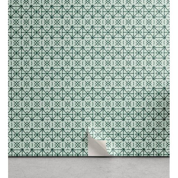 Ambesonne Abstract Modern Art Peel & Stick Wallpaper for Home, X Stripes Print, 13"x72", Pale Teal and Forest Green
