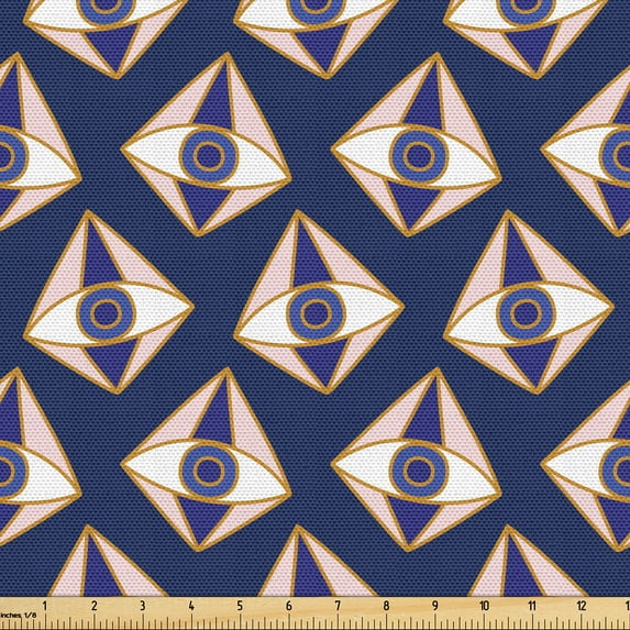Ambesonne Abstract Modern Fabric by the Yard Upholstery, Mystical Astral Eye, 3 Yards, Dark Violet Blush