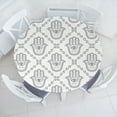 thumbnail image 1 of Ambesonne Abstract Modern Fitted Round Tablecloth, Mystical Hamsa Hand, 36"- 40" Diameter, Pale Grey Taupe Grey, 1 of 5