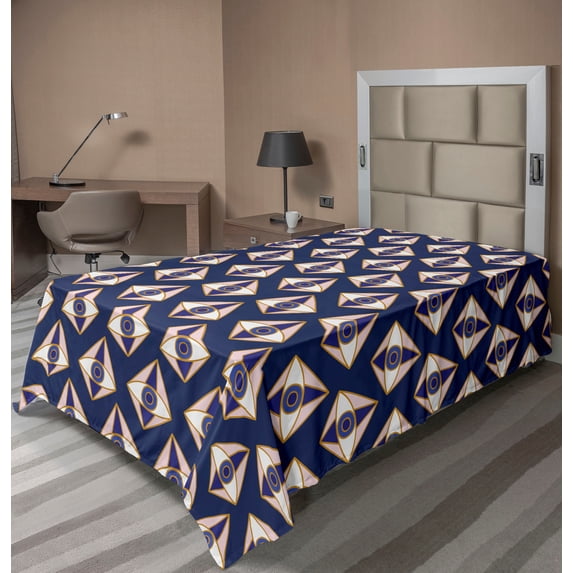 Ambesonne Abstract Modern Flat Bedding Sheet Soft Top Sheet, Mystical Astral Eye, Twin, Dark Violet Blush