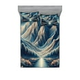 thumbnail image 1 of Ambesonne Abstract Mountains Fitted Sheet & Pillow Sham Set, Dreamy Night, Calking, Night Blue and Coconut, 1 of 2