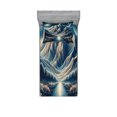 thumbnail image 1 of Ambesonne Abstract Mountains Fitted Sheet & Pillow Sham Set, Dreamy Night, Twin, Night Blue and Coconut, 1 of 2
