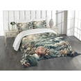 thumbnail image 1 of Ambesonne Abstract Nature Quilted Bedspread Set 3 Pcs, Blooming Forest, Queen Size, Blush Dark Slate Blue, 1 of 5