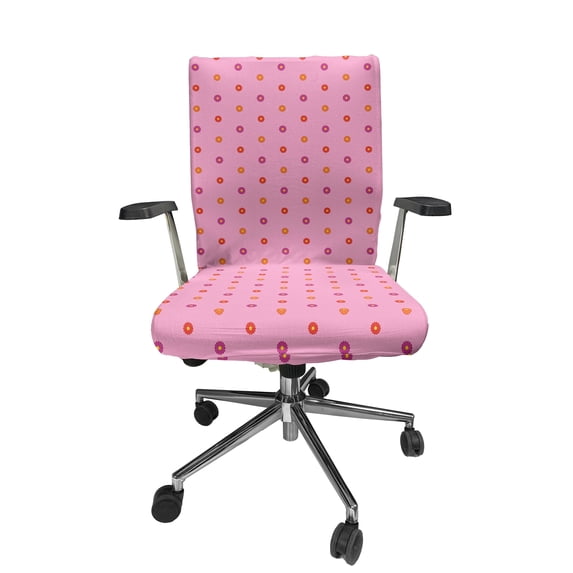 Ambesonne Abstract Office Chair Cover Stretchable High Back, Colorful Flower Motifs, Pink Multicolor
